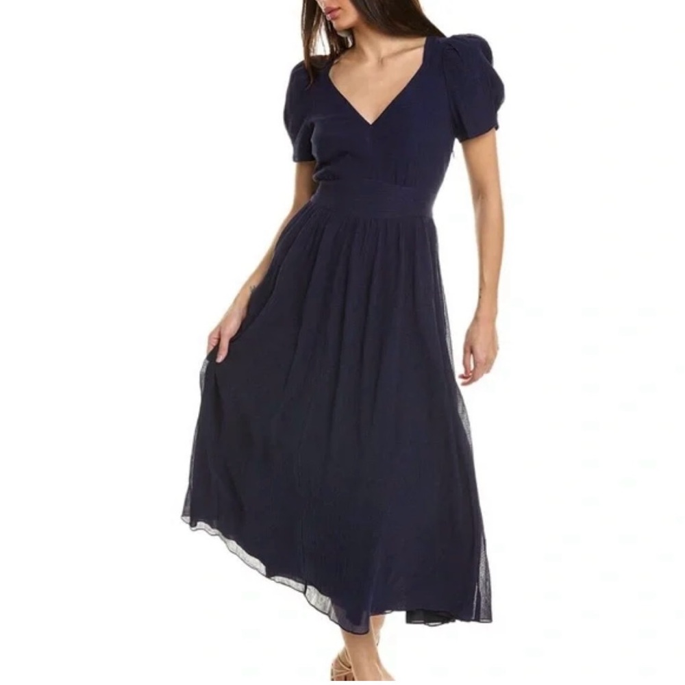 LoveShackFancy Hutchinson Silk Blend Navy Blue Dress size 00